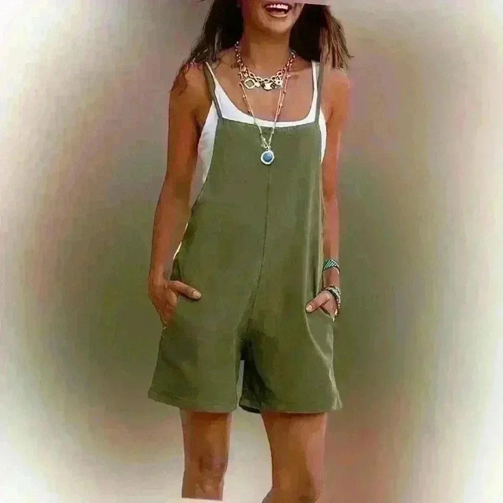 YESNO Women Summer Casual Loose Rompers with Pockets FP lookalike size small